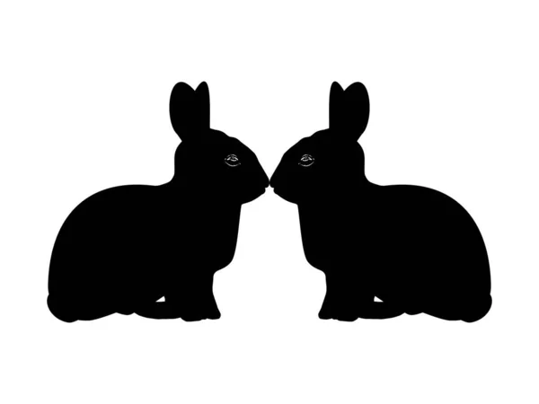 Ein Paar Kaninchen Oder Häschen Oder Hasen Silhouette Für Kunstillustration — Stockvektor