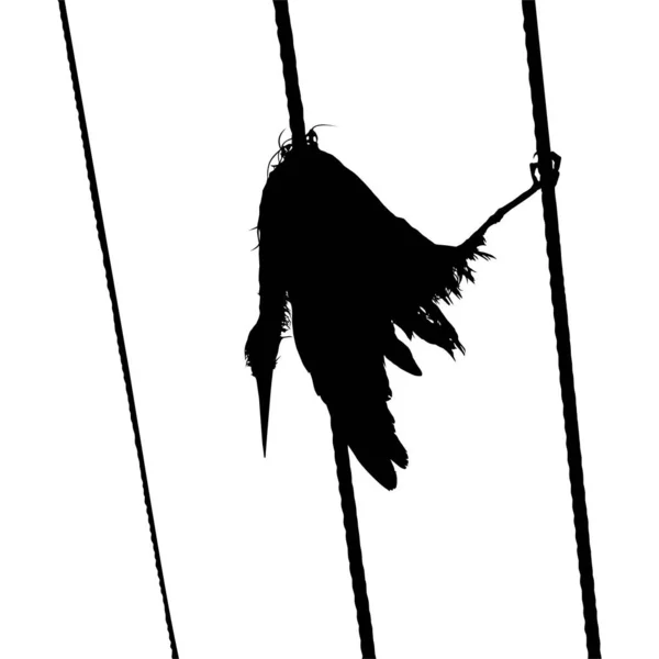 Martwy Ptak Elektrycznej Sylwetce Drutu Ilustracja Oparta Mojej Fotografii Ilustracja — Wektor stockowy
