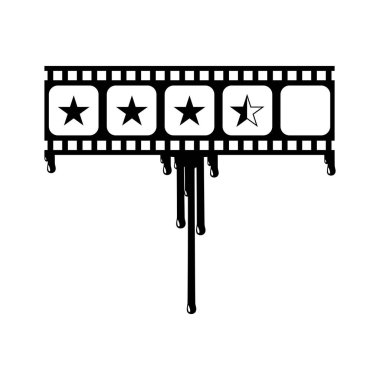 Star Rate Sign in the Bloody Filmstrip  Silhouette. Rating Icon Symbol for Film or Movie Review with Genre Horror, Thriller, Gore, Sadistic, Splatter, Slasher, Mystery, Scary. Rating 3,5 Star. Vector Illustration