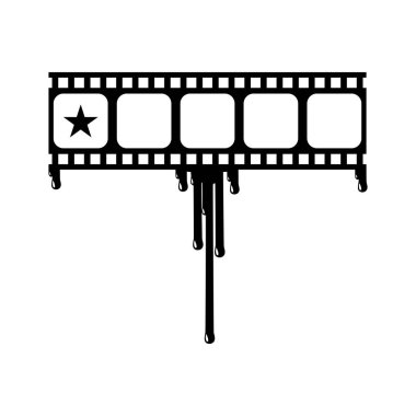 Star Rate Sign in the Bloody Filmstrip  Silhouette. Rating Icon Symbol for Film or Movie Review with Genre Horror, Thriller, Gore, Sadistic, Splatter, Slasher, Mystery, Scary. Rating 1 Star. Vector Illustration