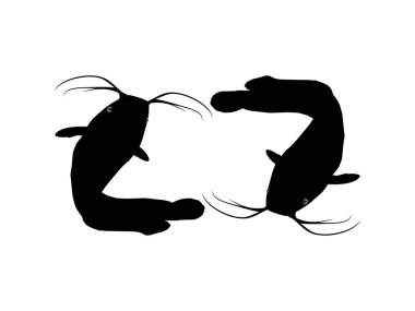 Logo için Kedi Balığı Silueti, Sanat İllüstrasyonu, Uygulamalar, Web Sitesi, Pictogram veya Grafik Tasarım Elemanı. Vektör İllüstrasyonu