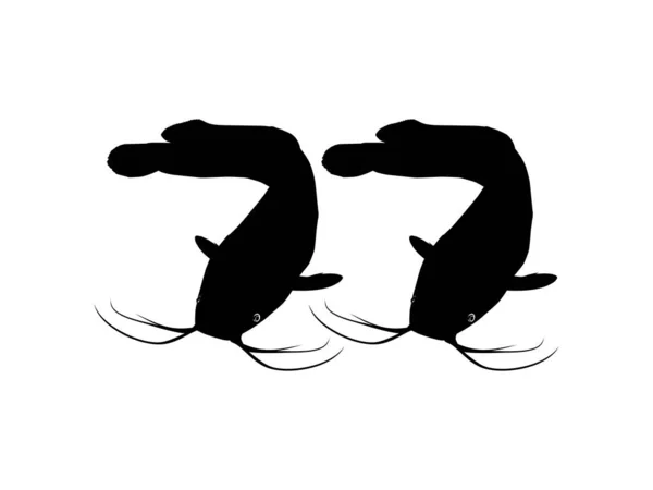 Pair Catfish Silhouette Logo Type Art Illustration Apps Website Pictogram — стоковий вектор