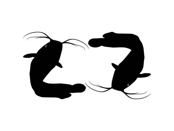 Combinatie Van Het Meerval Silhouet Voor Logo Type Art Illustration — Stockvector