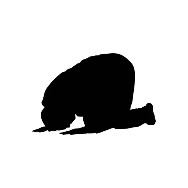 Sujud Sajdah Act Low Bowing Prostration Islam Allah Facing Qiblah — Stock Vector