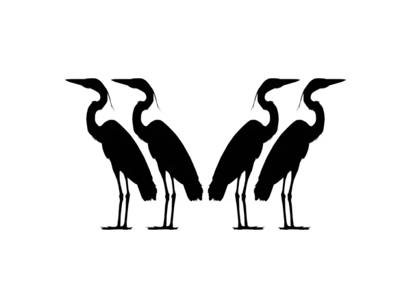 Flock Black Heron Bird Egretta Ardesiaca Más Néven Black Egret — Stock Vector