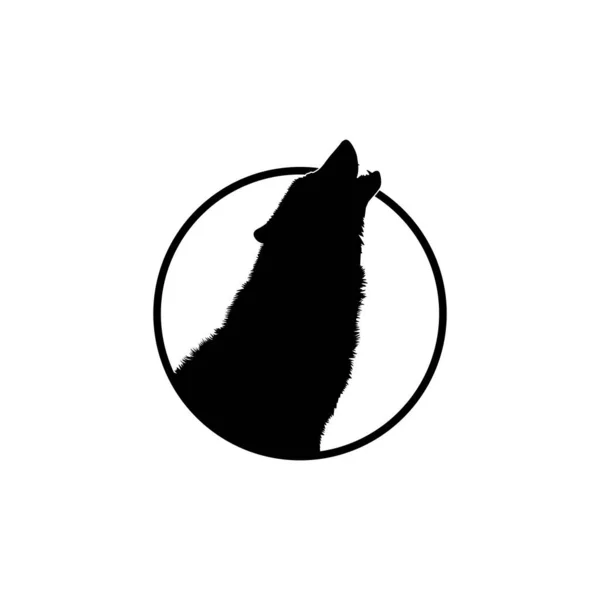 Silhuett Vargen Resa Sig Från Cirkelhålet För Logotyp Vektor Illustration — Stock vektor