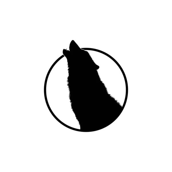 Silhueta Lobo Levante Buraco Círculo Para Tipo Logo Ilustração Vetorial — Vetor de Stock