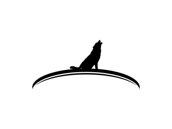 Wolf Howled Silhouette Logo Type ベクターイラスト — ストックベクタ