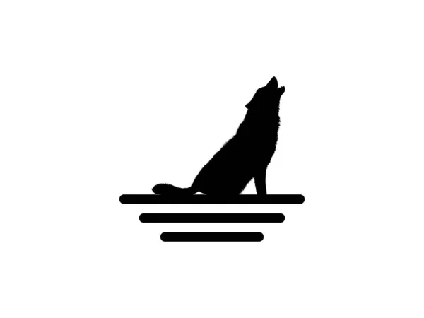Wolf Howled Silhouette Logo Type ベクターイラスト — ストックベクタ