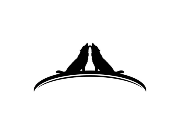 Silueta Aullada Lobo Para Tipo Logotipo Ilustración Vectorial — Vector de stock