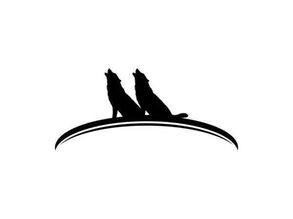 Wolf Howled Silhouette För Logotyp Vektor Illustration — Stock vektor