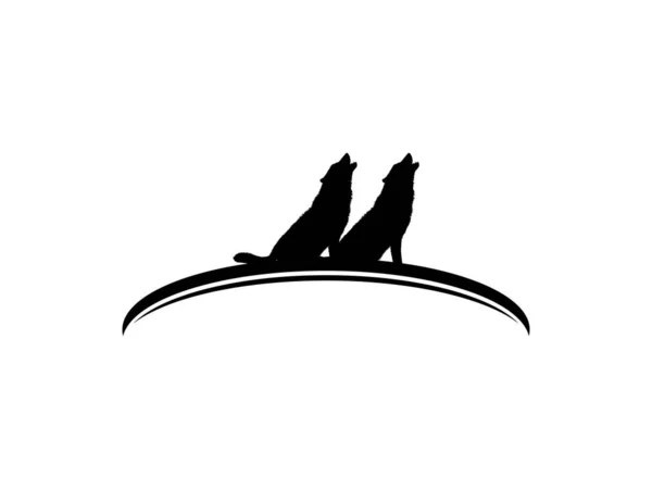 Logo için Kurt uluyan siluet. Vektör İllüstrasyonu