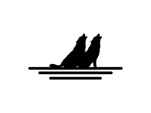 Silueta Aullada Lobo Para Tipo Logotipo Ilustración Vectorial — Vector de stock