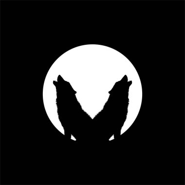 Kurt Uluyan 'ın Silueti Dolunay Çemberi Şekli, Ay Işığı, Logo Tipi, Sanat İllüstrasyonu, Pictogram veya Grafik Tasarım Elementi için. Vektör İllüstrasyonu