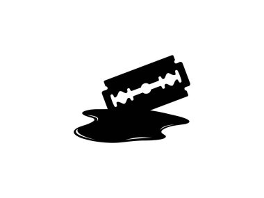 Kanlı Ustura Bıçağı Silueti, Korku, Korku, Korku, Korku, Gore, Sadist, Splatter, Slasher, Gizemli, Korkunç ya da Cadılar Bayramı Poster Filmi için Görsel İllüzyon. Vektör İllüstrasyonu