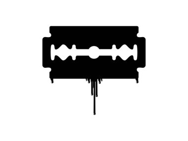 Kanlı Ustura Bıçağı Silueti, Korku, Korku, Korku, Korku, Gore, Sadist, Splatter, Slasher, Gizemli, Korkunç ya da Cadılar Bayramı Poster Filmi için Görsel İllüzyon. Vektör İllüstrasyonu