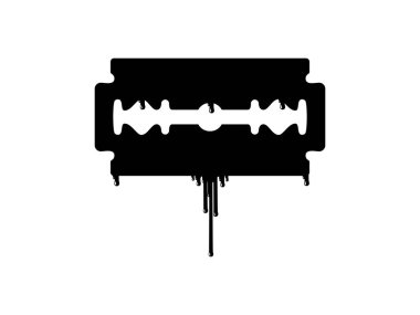 Kanlı Ustura Bıçağı Silueti, Korku, Korku, Korku, Korku, Gore, Sadist, Splatter, Slasher, Gizemli, Korkunç ya da Cadılar Bayramı Poster Filmi için Görsel İllüzyon. Vektör İllüstrasyonu