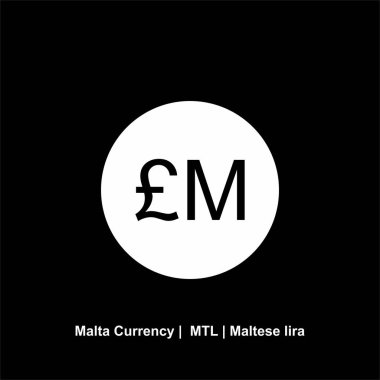 Malta Para Birimi Sembolü, Maltese Lira Icon, MTL İşareti. Vektör İllüstrasyonu