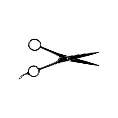 Pictogram, Sanat İllüstrasyonu, Web Sitesi, Uygulamalar, Logo Tipi veya Grafik Tasarım Elemanı için Makas Silueti. Vektör İllüstrasyonu