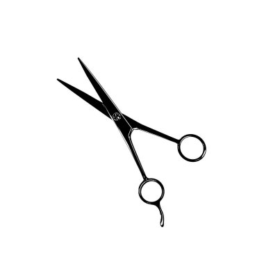 Pictogram, Sanat İllüstrasyonu, Web Sitesi, Uygulamalar, Logo Tipi veya Grafik Tasarım Elemanı için Makas Silueti. Vektör İllüstrasyonu