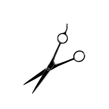 Pictogram, Sanat İllüstrasyonu, Web Sitesi, Uygulamalar, Logo Tipi veya Grafik Tasarım Elemanı için Makas Silueti. Vektör İllüstrasyonu