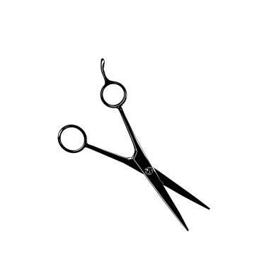 Pictogram, Sanat İllüstrasyonu, Web Sitesi, Uygulamalar, Logo Tipi veya Grafik Tasarım Elemanı için Makas Silueti. Vektör İllüstrasyonu