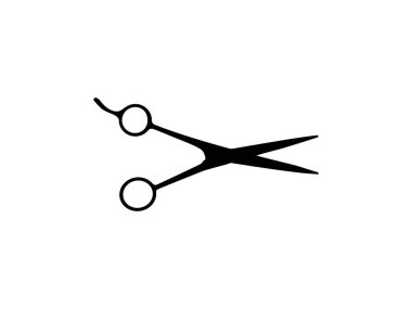 Pictogram, Sanat İllüstrasyonu, Web Sitesi, Uygulamalar, Logo Tipi veya Grafik Tasarım Elemanı için Makas Silueti. Vektör İllüstrasyonu