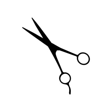 Pictogram, Sanat İllüstrasyonu, Web Sitesi, Uygulamalar, Logo Tipi veya Grafik Tasarım Elemanı için Makas Silueti. Vektör İllüstrasyonu