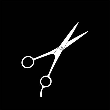 Pictogram, Sanat İllüstrasyonu, Web Sitesi, Uygulamalar, Logo Tipi veya Grafik Tasarım Elemanı için Makas Silueti. Vektör İllüstrasyonu