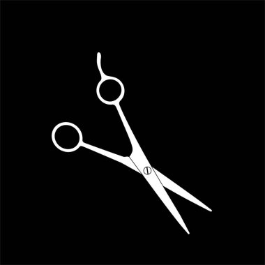 Pictogram, Sanat İllüstrasyonu, Web Sitesi, Uygulamalar, Logo Tipi veya Grafik Tasarım Elemanı için Makas Silueti. Vektör İllüstrasyonu