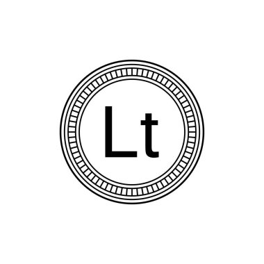 Litvanya Para Birimi Sembolü, Litvanya Litas Simgesi, LTL İşareti. Vektör İllüstrasyonu