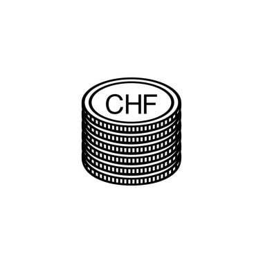 Lihtenştayn Para Birimi Sembolü, Lihtenştayn Franc Simgesi, CHF İşareti. Vektör İllüstrasyonu