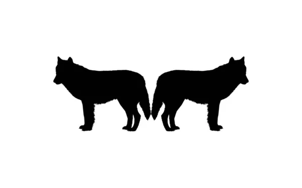 Pair Wolf Silhouette Logo Type Art Illustration Pictogram Website Apps — 스톡 벡터