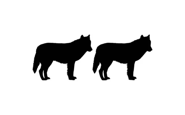 Pair Wolf Silhouette Logo Type Art Illustration Pictogram Website Apps — Stock Vector