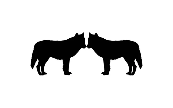 Sylwetka Wilka Pary Dla Typu Logo Ilustracji Sztuki Piktogramu Strony — Wektor stockowy