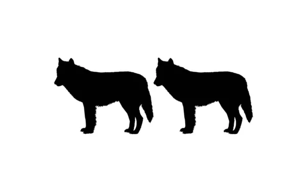 Par Wolf Silhouette Para Tipo Logo Ilustração Arte Pictograma Site —  Vetores de Stock
