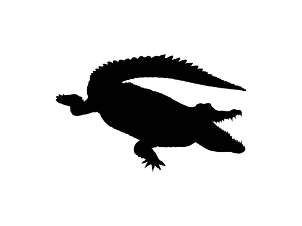 Crocodile Alligator Silhouet Voor Art Illustration Pictogram Logo Type Website — Stockvector