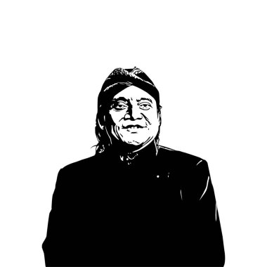 Yogyakarta, Indonesia, 05 July 2023. Didi Kempot Line Art. Silhouette Portrait of Didi Kempot, Famous Javanese Singer and Legend from Indonesia. Vector Illustration 