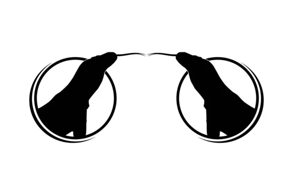 Komodo Dragon Álló Nyelv Circle Shape Logo Type Art Illustration — Stock Vector
