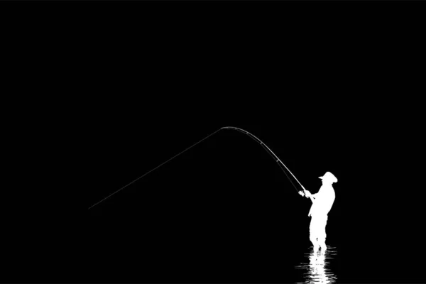 Fisher Man Silhouette Art Illustration Pictogram Website Logo Type Graphic — 图库矢量图片