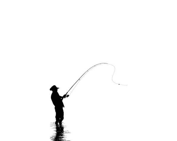 Fisher Man Silhouet Voor Art Illustration Pictogram Website Logo Type — Stockvector