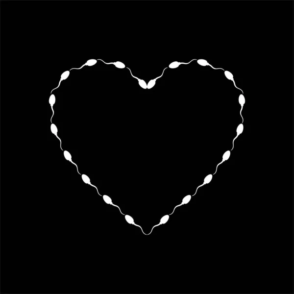 Heart Shape Love Icon Symbool Gemaakt Van Sperma Silhouet Voor — Stockvector