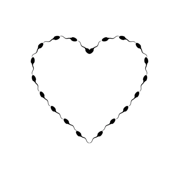 Forma Corazón Símbolo Ícono Amor Creado Partir Silueta Esperma Para — Archivo Imágenes Vectoriales