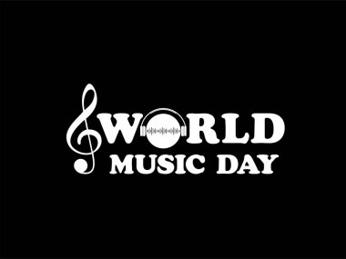 Logo Tipi, Website, Art Illustration, Poster, Banner ya da Grafik Tasarım Elemanı için World MUSIC Day Metin İllüstrasyonu. Vektör İllüstrasyonu