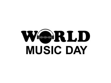Logo Tipi, Website, Art Illustration, Poster, Banner ya da Grafik Tasarım Elemanı için World MUSIC Day Metin İllüstrasyonu. Vektör İllüstrasyonu
