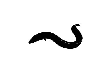 Logo, Piktogram, Web Sitesi, Uygulamalar ve Grafik Tasarım Elemanı için Yılanbalığı Silüeti. Vektör İllüstrasyonu