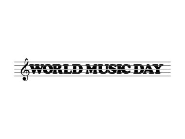 Logo Tipi, Website, Art Illustration, Poster, Banner ya da Grafik Tasarım Elemanı için World MUSIC Day Metin İllüstrasyonu. Vektör İllüstrasyonu