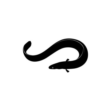 Logo Gram için Yılanbalığı Silueti, Sanat İllüstrasyonu, Pictogram, Web Sitesi, Uygulamalar ve Grafik Tasarım Elemanı. Vektör İllüstrasyonu