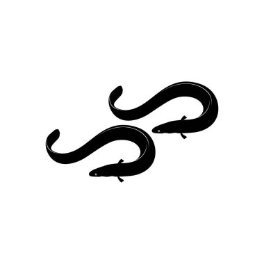 Logo Gram için Yılanbalığı Silueti, Sanat İllüstrasyonu, Pictogram, Web Sitesi, Uygulamalar ve Grafik Tasarım Elemanı. Vektör İllüstrasyonu