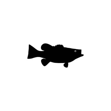 Bass Fish Silhouette, Art Illustration, Logo Gram, Pictogram, Mascot, Website veya Grafik Tasarım Elementi için kullanılabilir. Vektör İllüstrasyonu